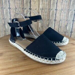Women's Black Espadrille Flats (KEIZA-S)